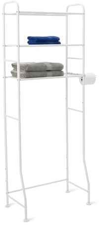 Amazon Basics 3 Tier Bathroom Over the Toilet Storage Organizer with Paper Holders, 35 x 81 x 165 cm, White