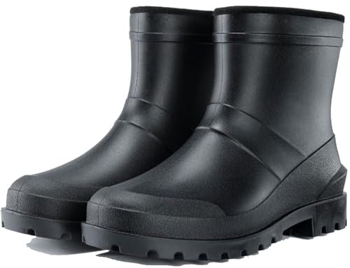 Donbest Stivali di Gomma Uomo Stivali da Antipioggia Wellington Rain Boots Scarpe Da Giardino Impermeabili Antiscivolo,Black1,EU46