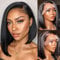 Short Bob Wig Perücke Echthaar Human Hair Glueless Wig 13x4 Lace Frontal Wig Bob Wig Perücke Natur Schwarz Transparent Lace Front Wig Pre Plucked with Baby Hair (black bob human hair, 10 Inch)