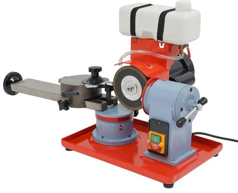 Sägeblatt Schärfgerät, 250W 2800 U/min Elektrischer Sägeblattschärfer - 1L Tankinhalt - Kreissägeblatt Schärfmaschine für Hartmetall, HSS, Kunststoff und Holzwerkbänke (Rot)