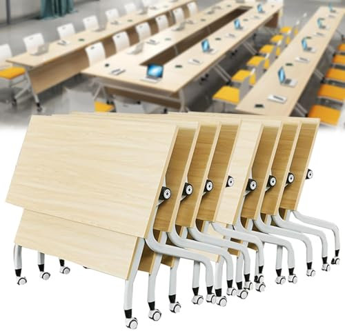 AYMIXEM Großer klappbarer Schulungstisch für Büro-Konferenzräume, Flip-Top-Tisch mit Podcast-Tisch, extra breiter Schreibtisch, rechteckige Besprechungstisch, Moderne Büromöbel, klappbarer