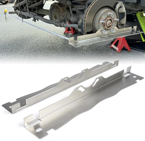 Shkalacar Robuste Werkzeugplatten zur Spureinstellung, 2 Stück Spurvermessungsplatten aus Edelstahl mit Aufhängelöchern, Achsvermessungswerkzeug Ersatzteile Zubehör(Silber)
