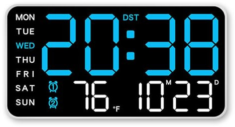 dijiusidy Multifunktionale Digitale Wanduhr mit Wochenanzeige, multifunktionale Digitaluhr, Sprachsteuerung, ABS Datum, Wochenanzeige, Stil 4