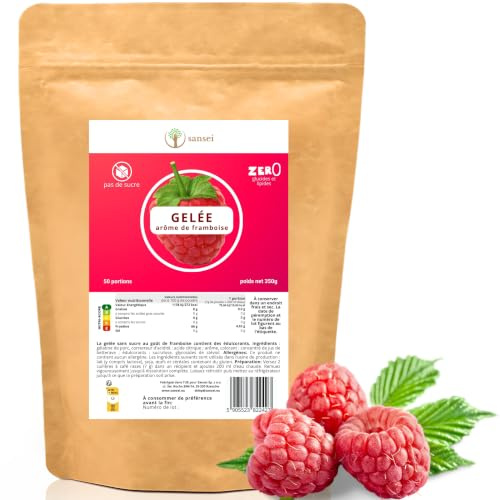 Sansei Himbeer-Götterspeise ohne Zucker 350g | Ohne Zucker, mit Süßungsmitteln und 350 g Inhalt