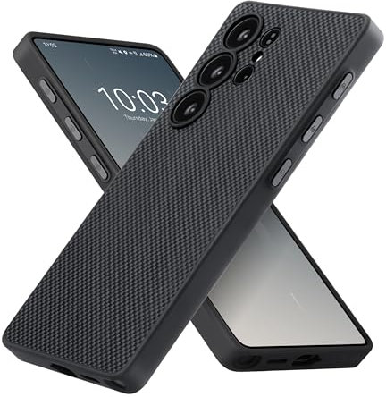 pitaka Coque Magnétique Samsung Galaxy S25 Ultra Fabriqué en Fibre Aramide de Première Qualité, Housse Léger et Mince, Compatible avec Magsafe [Coque de Protection de Qualité Militaire] Noir/Gris