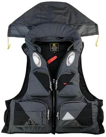 LUIVZD Swim Jacket - Giubbotto salvagente for Adulti, Regolabile con Cinghia Incrociata, Giubbotto salvagente Galleggiante for Pesca in Mare, Snorkeling alla deriva(Grey,XXL)
