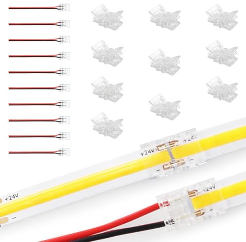 KSIBNW LED Streifen Verbinder 20 Stück, 2 Polig 8mm Breite Strip Connector, 8mm LED Stripe Verbinder Adapter, 2Pin Verbindungskabel Verbinder für COB/SMD Einfarbige LED Streifen Stripes