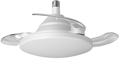 Pufei Ventilador de techo con luces y control remoto: cuchillas invisibles de montaje con descarga, combo LED tranquilo para dormitorio, sala de estar, comedor (con aire acondicionado)