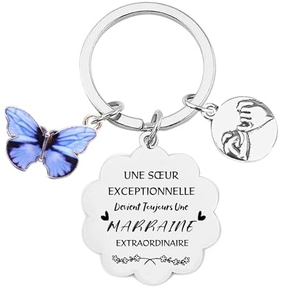 FGHJK Cadeau Porte clef Femme Marraine Cadeau Femme pour Marraine Porte Clé pour Baptême Demande Noël Anniversaire Annonce Noel Marraine