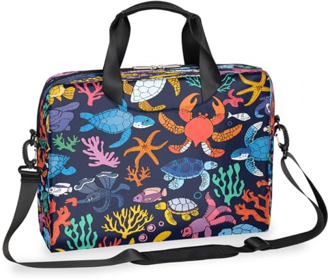 Mexpekil Laptoptasche mit Meeresschildkrötenmuster, 13-16 Zoll (33 - 40,6 cm), Kuriertasche, Aktentasche für Damen und Herren, bunt