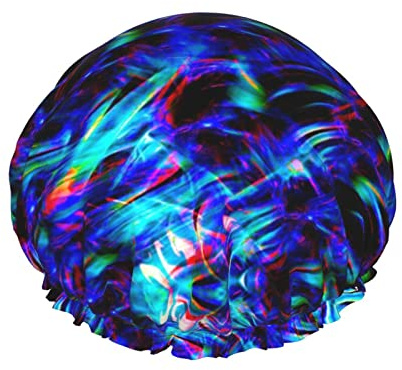 Glow In Dark Splatter Neon Shower Cap Reusable Double Waterproof Layers Bathing Shower Hat Hair Protection Shower Hat