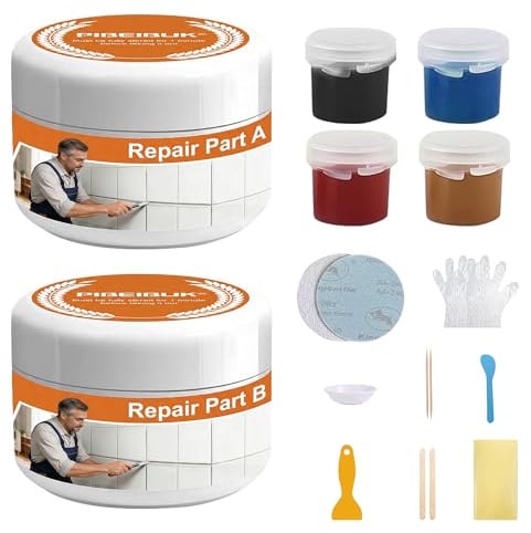 Surface Repair Kit for Tubs, Tiles, Countertops, Shower Tray - Fixes Chips, Cracks, Scratches, Holes (Fiberglass, Porcelain, Stone, Acrylic)- More Colour Choices Available Marble Repair