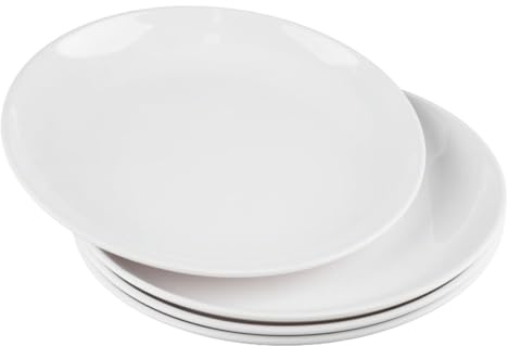 Doafoce White Dinner Plates Set of 4 Melamine Plates 23 cm/ 9 inch Modern | Large Round Side Plates Salad, Dishwasher Safe