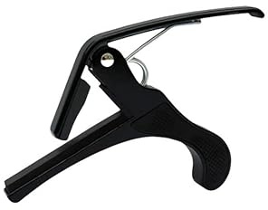 INF Capo für akustische und klassische Gitarren, schwarzer Zinklegierung Capo mit Einhandbedienung und sicherem Halt kein Rutschen kein Brummen ideal für Übung und Auftritt einfache Montage langlebig