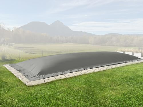 ANKO PLANEN Aufblasbare Poolplane rechteckig - Winter Abdeckung für den Pool - hochwertig & robust AirDeluxe (Dunkelgrau, 7m x 3,5m)