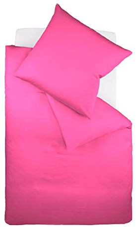 fleuresse 9100 Colours Mako-Satin Bettwäsche aus 100% mercerisierter Baumwolle, Oeko-TEX ® Standard 100, 155 x 220 cm, pink