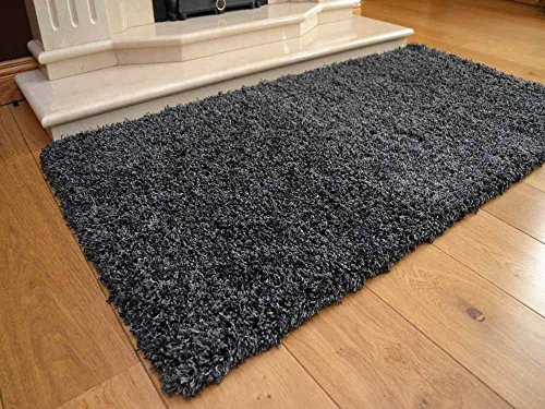 Soft Touch Shaggy Charcoal Thick Luxurious Soft 5 cm Dense Pile Rug. Available In 7 Sizes (80 cm x 150 cm)