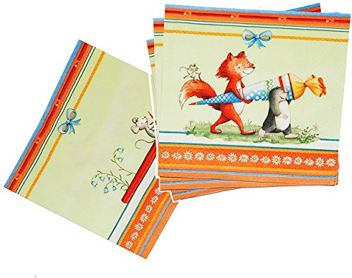 alles-meine.de GmbH 20 STK. Servietten - Fuchs mit Schultüte - zum Schulanfang/Party Schuleinführung Schule - Kinderparty blau Zuckertüte - Schulstart Tiere - für Kinder Ju..