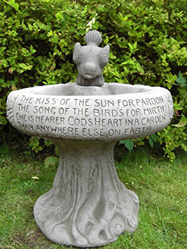 ONEFOLD Stone Sun Bird Bath Ornament and Outdoor Garden Sculpture