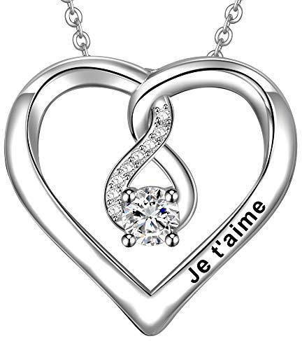 LOVORDS Halskette Damen 925 Sterling Silber Herz Unendlichkeit Anhänger Halskette Geschenk für Mutter Frau Freundin Oma Tochter, Sterling Silber, Zirkonia