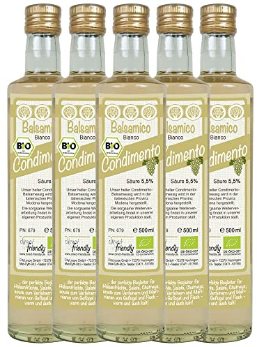 direct&friendly Bio Condimento Balsamico weißer Bianco (5 x 500 ml)
