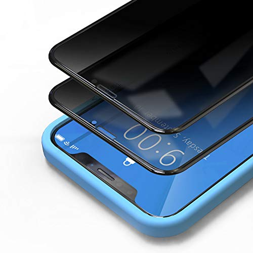Bewahly Privacy Schutzfolie für iPhone 11 Pro/XS/X (5,8) [2 Stück], 9H Härte Full Screen Sichtschutz Panzerfolie Blickschutz Displayschutzfolie Anti-Spy Glas Folie mit Positionierhilfe - Schwarz