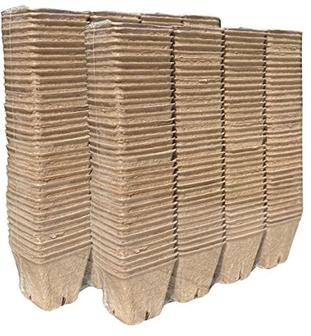 Square Fibre 5cm Plant Pots (Pack of 288) Biodegradable and Compostable for Seeds, Seedlings & Cuttings