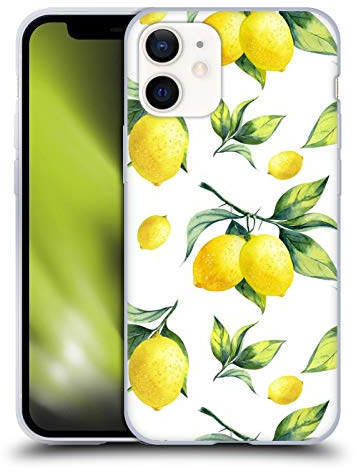 Head Case Designs Offizielle Haroulita Weisse Zitronen Fruechte Gel Handyhülle Hülle [Militärischer Schutzgrad] Kompatibel mit Apple iPhone 12 Mini