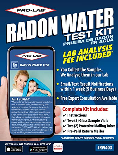 Radon in Water Test Kit, Lab Analysis with Emailed Results in 1 Week