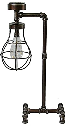 Solar Stehlampe aus Gusseisen im Rohr Design - Vintage Garten Leuchte 57 cm - Industrial LED im Retro Stil