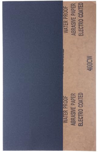 YoiYee Hojas de papel de lija de grano 400, 23 x 9,5 cm, rollo de papel de lija abrasivo fino para madera, metal, plástico, vidrio, piedra y lijado de pared, paquete de 10
