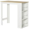 HOMCOM Table de Bar Table Haute de Cuisine Mange-Debout comptoir - dim. 112L x 57l x 106H cm - 3 étagères - Aspect chêne Clair Blanc