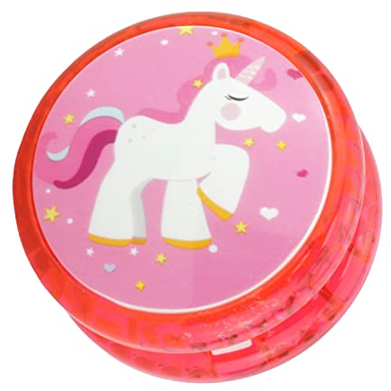 1 x Einhorn-Yoyo in roter Farbe, stabil und stabil mit Jojo-Schnur, tolles Geschenk für Mädchen, Jo-Jo, Kinder und Anfänger, 5,5 cm