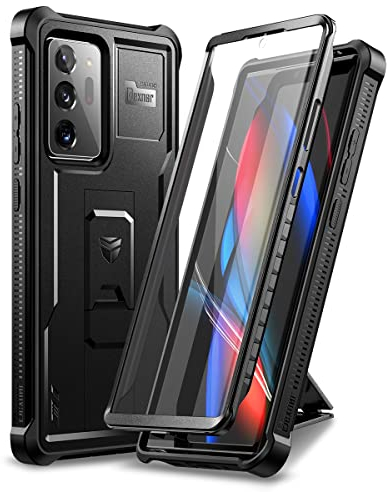 Dexnor Kompatibel mit Hülle Samsung Galaxy Note 20 Ultra 5G, Integrierter Displayschutz und Ständer, Strapazierfähige Militär-Schutzhülle, Stoßfest, Kompatibel mit Samsung Note 20 Ultra - Schwarz