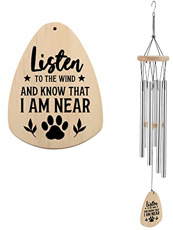 Hören Sie das Windspiel, Gedenk-Windspiel für Haustiere, Hund, Katze, Andenken, Sympathie, Geschenk für Windspiele im Freien, Garten, Hof, Veranda, Dekoration, Erinnerung an Familie und Haustier