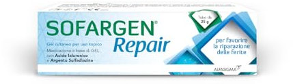 Sofargen Repair, Gel Cutaneo con Acido Ialuronico e Argento Sulfadiazina, Indicato Trattamento Locale di Lesioni Cutanee Quali Abrasioni, Escoriazioni, Tagli, Ferite, Scottature, 25 ml