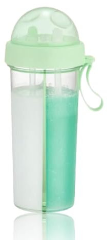 Borraccia a doppia faccia da 600 ml, doppia bottiglia shaker con due cannucce Tazza per bere all'aperto per campeggio Escursionismo Viaggi Ufficio Palestra Bottiglia Shaker Duals per doppio uso(Verde)