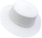 JK Home Pliable Chapeau de Soleil Femme Panama en Paille Capeline Large Bord avec Ruban Mariage Plage Blanc