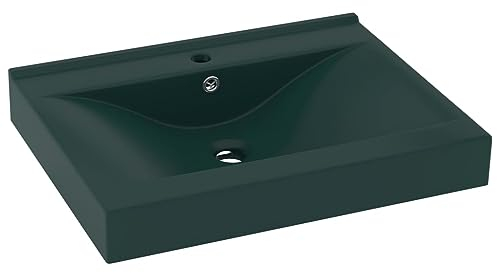 vidaXL Luxus-Waschbecken mit Hahnloch Matt-Dunkelgrün 60x46 cm Keramik