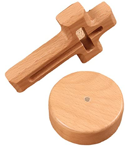 DRYEN Stehendes Holzkreuz Dekor, 12 cm, Buchenholz-Kreuz, Heiliges Landkreuz, Altarkreuz, rustikales Holzkreuz, magnetisches Kreuz für Zuhause, Kirche, Dekoration, runder Sockel