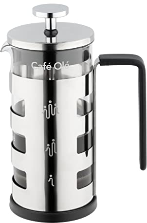 Café Olé FM-03C Amico 350 ml Cafetière French Press Coffee Maker, 3-Cup (1 Mug), Silver