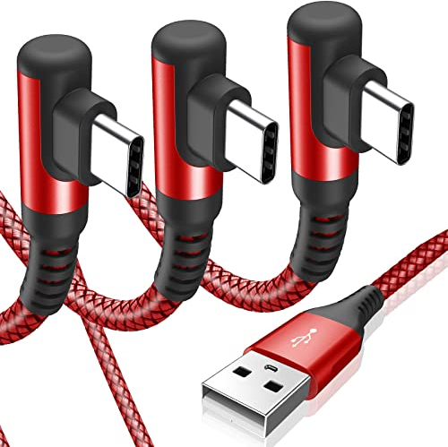 USB C Kabel 3.1A [3Stück 3M+2M+1M] Schnellladung,Winkel Ladekabel USB C Nylon Type C Kabel für Samsung S25 S24 S23 S22 zu S8 Plus/Ultra/FE,Note 20/10,A71 A52 A51,i Phone 15 16 Pro Max,HUAWEI P60/P50