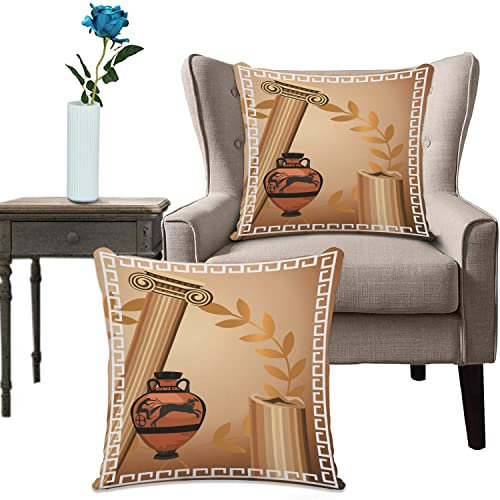 Kissenhülle Super Weich Home Decoration,Heimdekoration,Toga Party antike griechische Säulenvase Olivenzweig Hellenic Heritage Icons,Pillowcase Sofakissen für Wohnzimmer Sofa Bed
