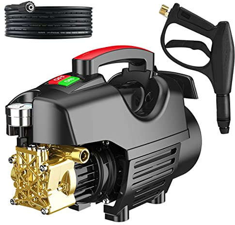Hidrolimpiadora de Alta Presion, Hidrolavadora Profesional de 180bar, 6,5 l/min 2200W con Tubería de Entrada de Agua de 2 m, Tubería de Salida y Accesorios, para el Hogar/Automóvil/Patio