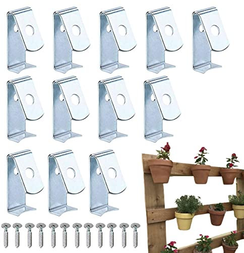 Tontopf-Aufhänger | 12er Blumentopf mit Haken - Metall-Pflanzenaufhänger, Blumentopf-Clips, Wandhaken für den Außenbereich, Metall-Pflanzenständer für 12,7 cm bis 20,3 cm Standard-Blumentopf Backlight