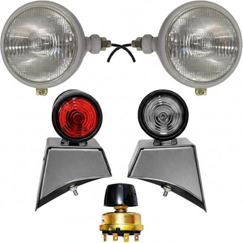 APSMOTIV FORD Traktor 2n 9n 8n Traktorlichter 8N Traktorscheinwerfer Komplettes Lichter Montage -Set mit 12 -V -Lampen Ersatzteilen Neue Holland 8n 9n Naa graue Farbtraktorleuchten