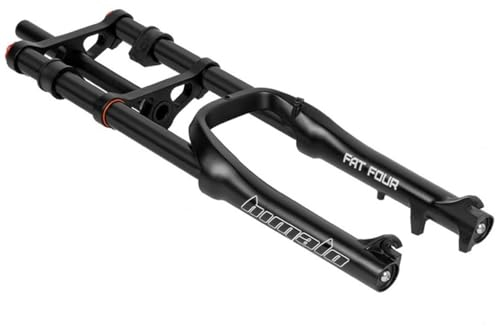 20 X 4.0 Fat Bike Forcella Anteriore Tubo Dritto 28.6mm Neve Mountain Bicicletta Forchetta Ammortizzata Corsa 120mm QR 9 * 135mm Regolazione Smorzamento (Color : Black, Size : 20inch)