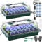 VEEKAY Vassoio Germinazione,2 Pezzi 80 Cellule Con Luce Solare A Spettro Completo Kit,Luminosità Regolabile e Regolatore di Temporizzazione,Umidità Regolabile,Con Etichette Per Piante,Strumenti