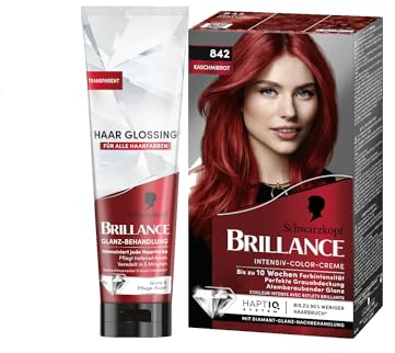 Brillance Glanz-Behandlung Haar Glossing Neutral (150 ml) pflegt & intensiviert hält 6 Haarwäschen & Intensiv-Color-Creme 842 Kaschmirrot Stufe 3 (160 ml) Diamant-Glanz-Effekt