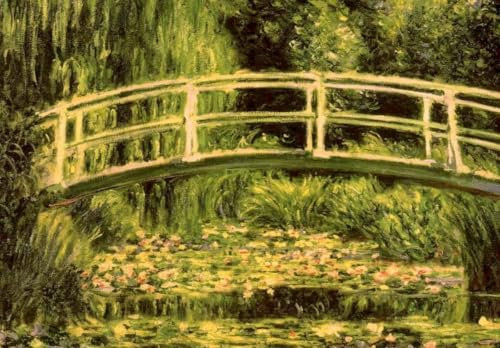 Tushita Blankopostkarte - Monet Seerosenteich, Künstlerisches Gartenmotiv im Vintage-Stil, Hochwertiger Fine Art Reprodruck für Kunstliebhaber